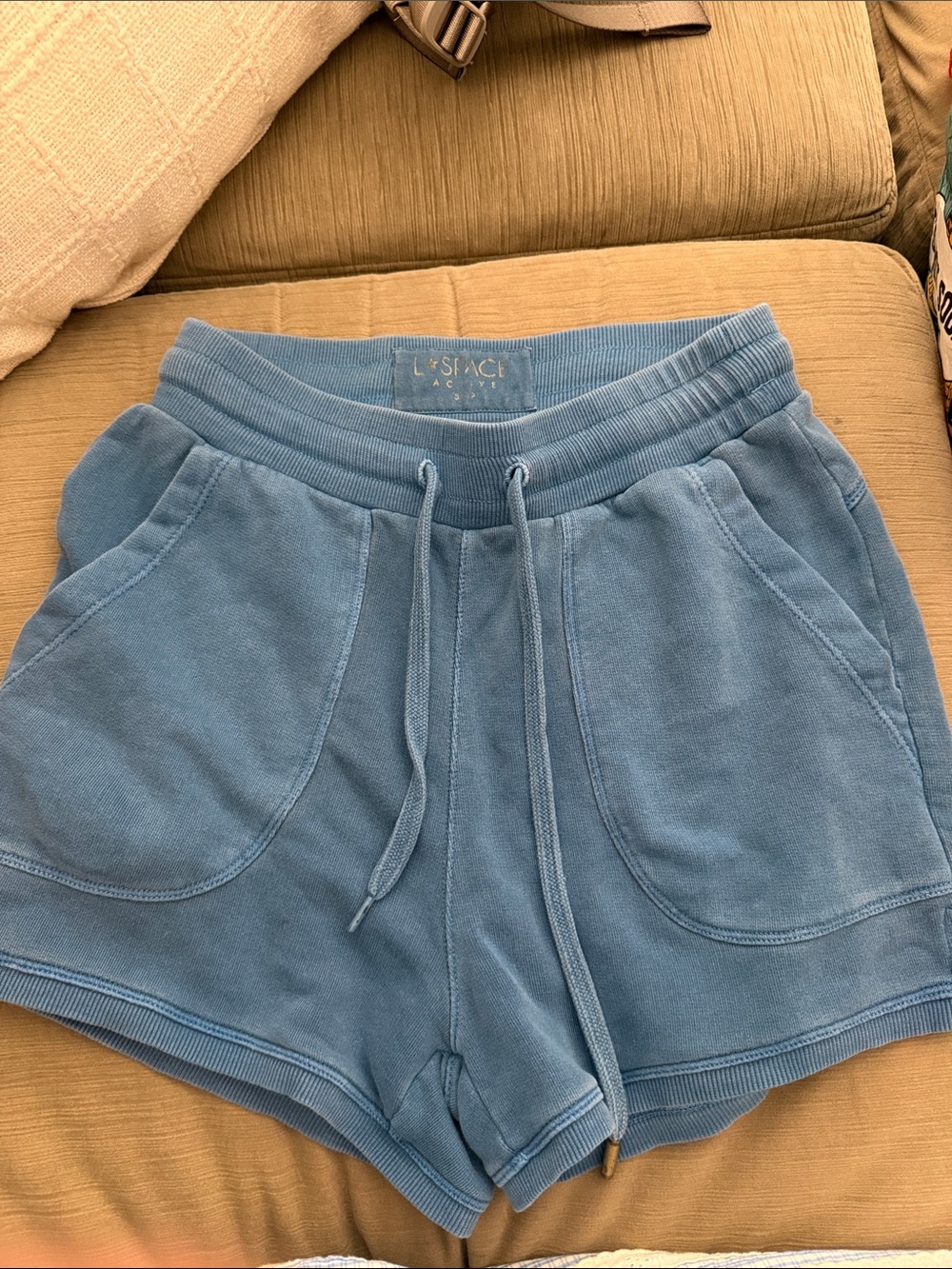 l*space Dusty Blue Terry Drawstring Athletic Shorts